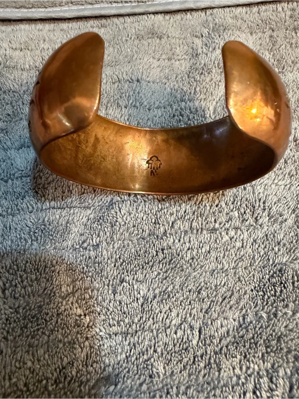 Vintage Navajo Native American Brass Cuff Bracelet Signed AT